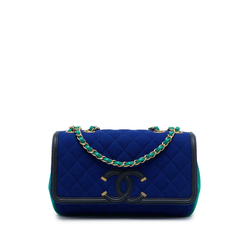 Pre-Loved Chanel Medium Tricolor Jersey CC Filigree Flap